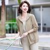 Women's Sun Protection Printed Hooded Jacket - Breathable, Loose-Fit for Middle-Aged and Elderly