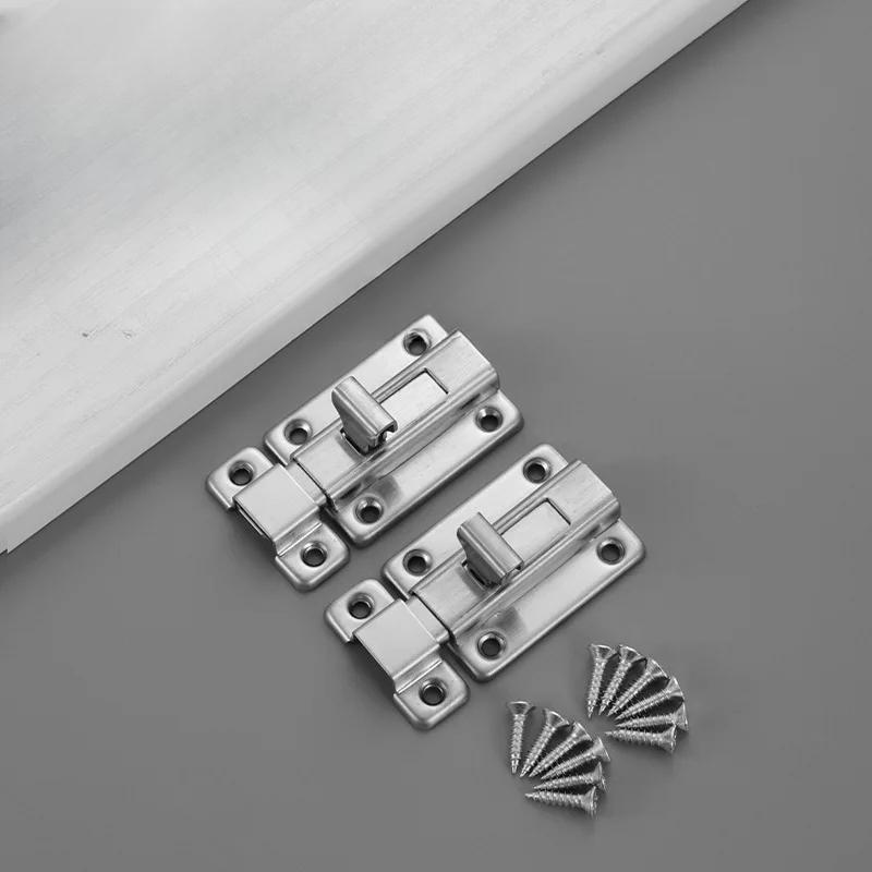 Stainless Steel Automatic Spring Bolt, Manual Button, Anti-theft Wooden Door, Public Health Fitting Room Lock Buckle Accessories