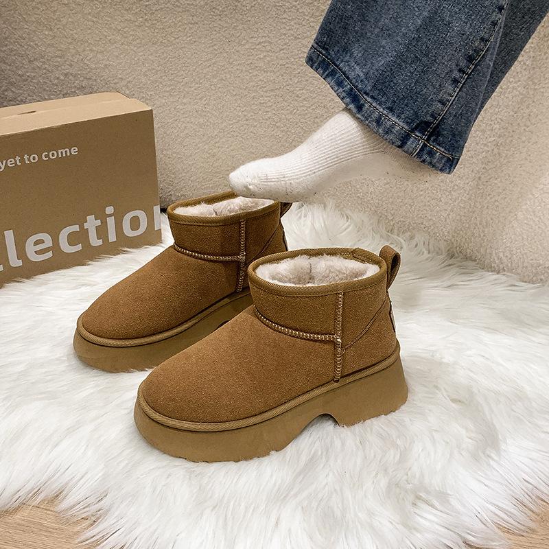 

Хутряні інтегровані теплі снігоходи на товстій підошві жіночі зимові на хутрі 2024 нові бавовняні черевики на одній педалі з Північного Сходу 40 коричневий