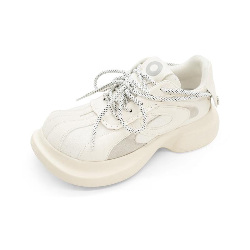 Sugar cube square head shoes spring new shoes women's muffin thick sole heightening versatile big head casual shoes