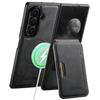SUTENI M3 For Samsung Galaxy Z Fold7 5G Magnetic Case Cowhide Texture Leather Back Cover with Card Bag Kickstand
