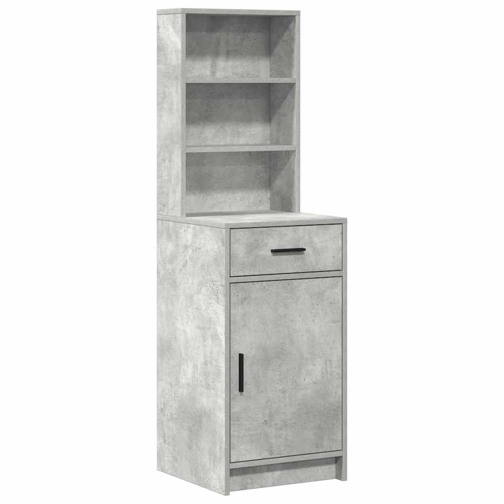 LED Makeup Table Set with Door 3 pcs Concrete Grey Particleboard