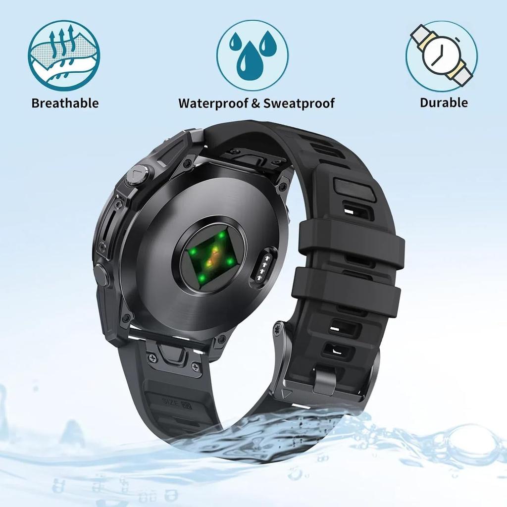 26mm Watch Band for Garmin Fenix 8 51mm/Fenix 6X/Fenix 7X,Quickfit Silicone Bands for Garmin Fenix 5X/Fenix 5X Plus/Fenix 7X Pro/Fenix 6X Pro/Fenix