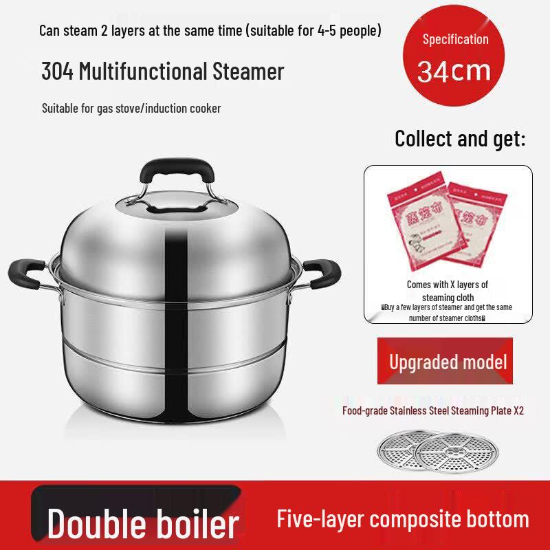 Qiwei 304 Stainless Steel Steamer Pot