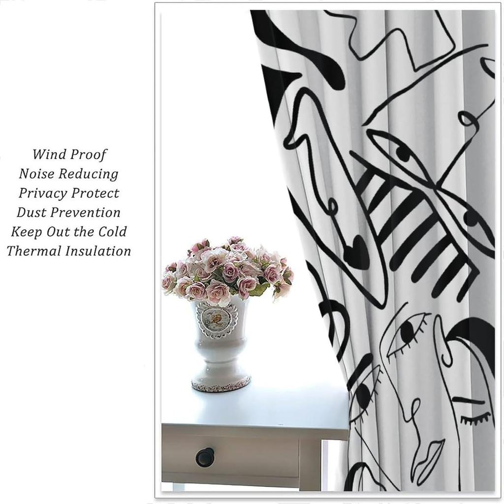Modern Black White Window Curtains Minimalist Line Abstract Art Treatments Style Dcor Drapes Living Bedroom Nordic Made Of Polyester Decor Treatment