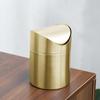 Gold Desktop Trash Can - 304 Stainless Steel Mini Bin with Lid, Light Luxury Storage Basket
