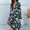 YYFS Abiti casual con scollo a V a maniche lunghe con stampa floreale primavera estate moda donna