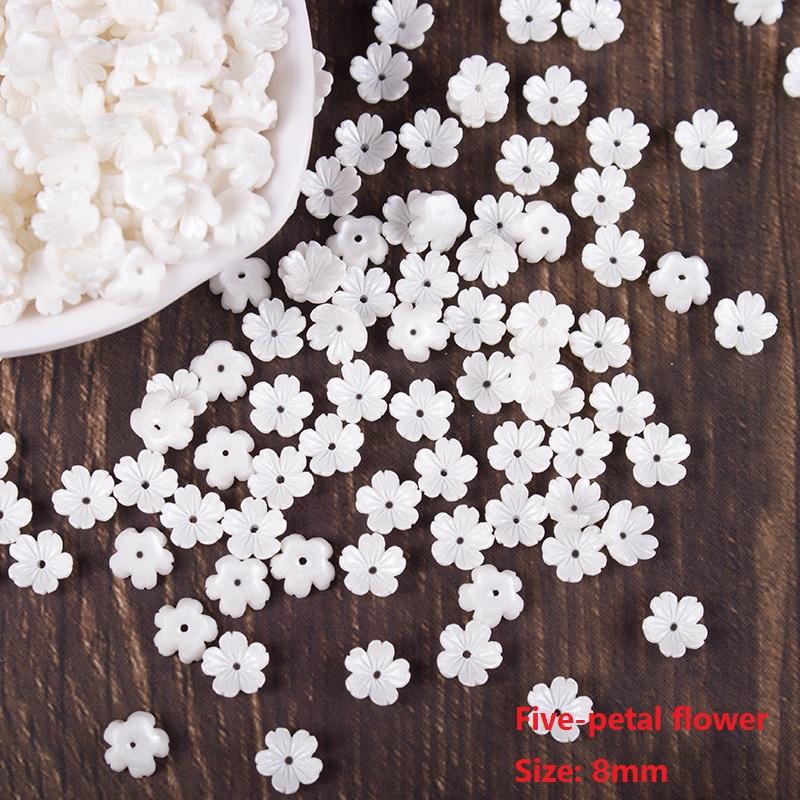 

50 шт. имитация ракушки, перламутровая белая чаша, держатель для цветов, детали в древнем стиле, трясущийся материал, аксессуары для шпильки «сделай сам» Five-petal Flower белый