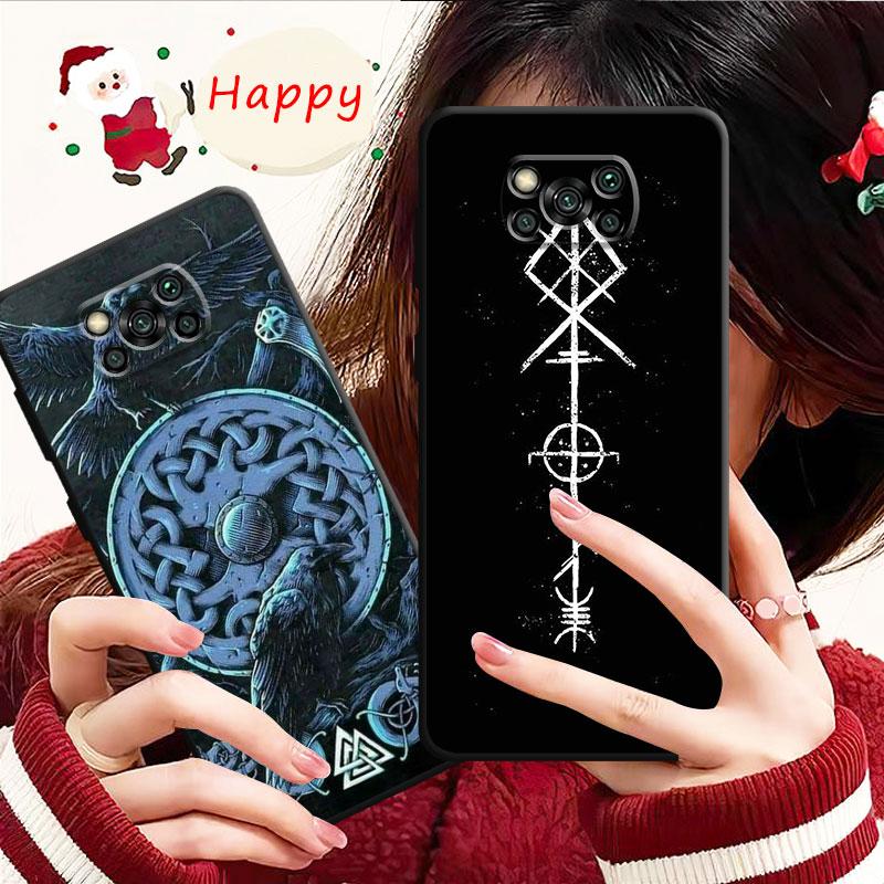 Telefoniümbris Xiaomi Poco X3 Nfc X4pro M3 C40 jaoks Mi 12 11 10 10t 8 Note10 Lite 11ultra 11t Pro F1 Viking Vegvisir logopuu jaoks