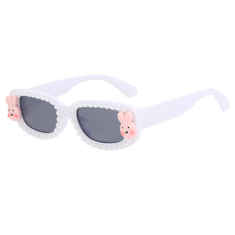 

Bunny Pearl Kids Sunglasses Cute Rabbit Charm Rectangular Frame UV Protection Adorable Shades for Girls Daily & Party Wear KJ271
