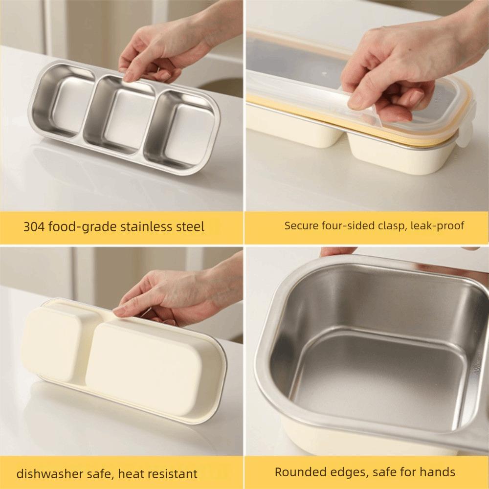 Stainless Steel Lunch Container Leak-proof Snack Box Portable Food Storage Box  School