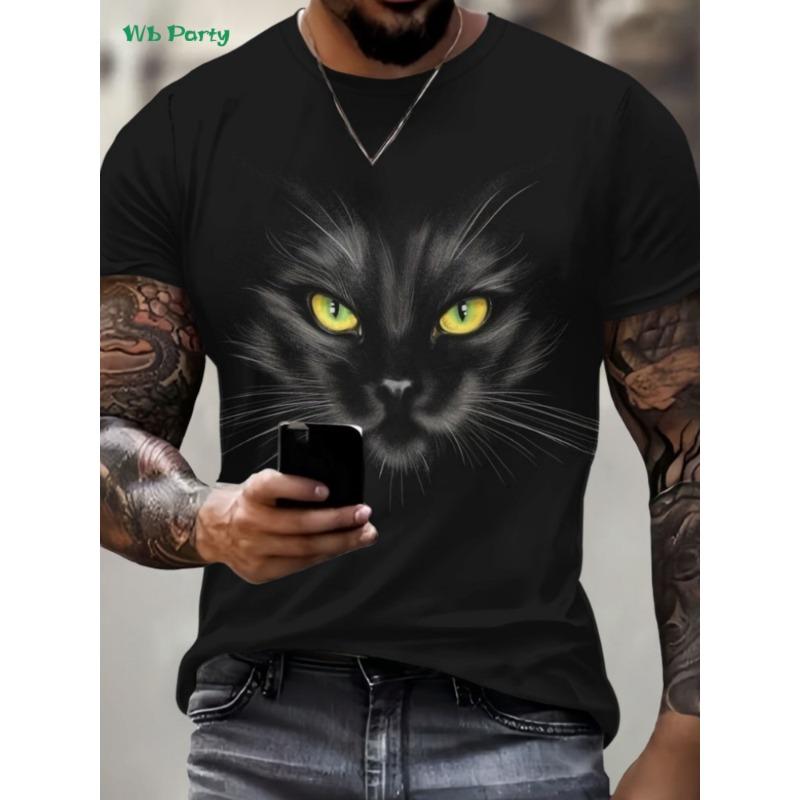 Lustiges 3D-Tier Herren-T-Shirt Sommer Street Herren Kurzarm-T-Shirt Rundhals Herren-T-Shirt Vielseitige Übergroße Herrenbekleidung