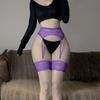 0D Aurora Polka Dot Oily Lace Suspender Integrated Socks Removable Four-Sided Open Lace Suspender Socks