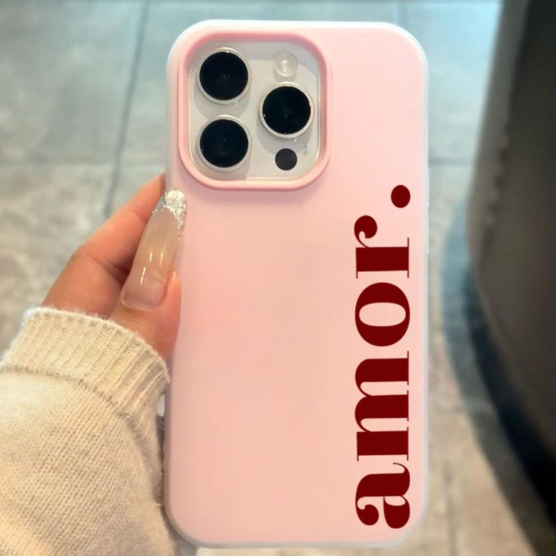 Rote "Amor." Buchstaben-Print Personalisierte Handyhülle Für iPhone 17 16 Pro Max 15 14 Plus 13 12 11 XS XR 16E 17 Air 2-in-1 Weiche Hülle