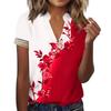 Women's Top Loose Casual V-Neck Lace Sleeve T-Shirt Short Sleeve Floral Print Top