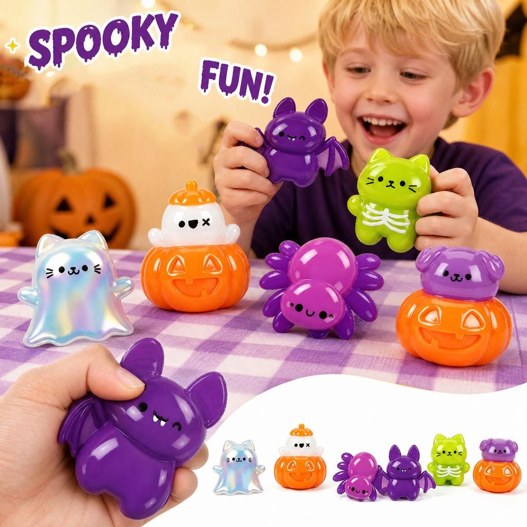 Halloween Toys Set - 6 Pack Stress Sensory Toys for Kids and Adults, Party Favors for Giveaways