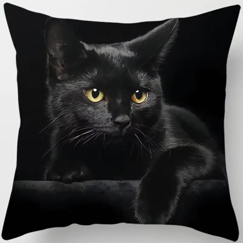 Cartoon Cat Printed Square Pillowcase Home Bedroom Car Sofa Cushion Cover
