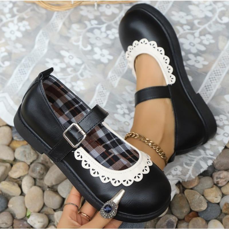 Woman Ballet Flats Gothic Shoes for Women Kawaii Mary Jane Evening Cute Low Heel Elegant Japanese Style Lolita Round Toe Loafers