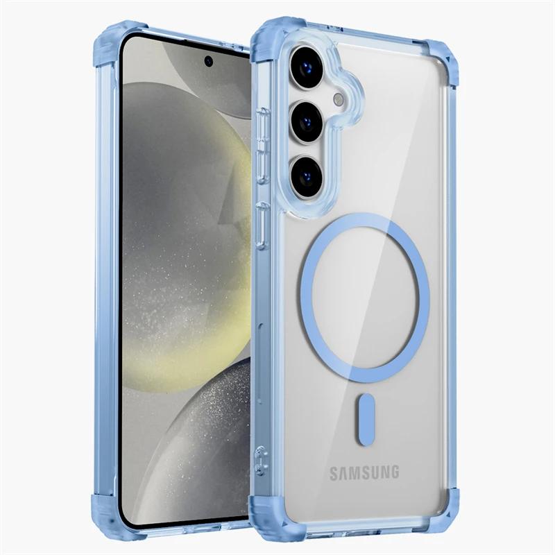 Carcasă Transparentă Armură Rezistentă la Șocuri Pentru Samsung Galaxy S25 S24 S23 S22 S21 Note 20 Ultra Plus S24FE S23FE Pentru Încărcare Magsafe