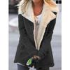 Cappotto Mezza Lunghezza con Cappuccio in Misto Tessuto da Donna Giubbotti di Peluche Colore Unito Popolare Autunno Inverno Abbigliamento da Donna