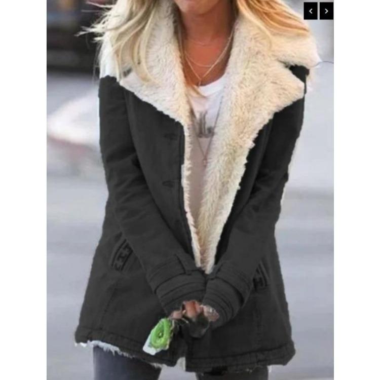 Cappotto Mezza Lunghezza con Cappuccio in Misto Tessuto da Donna Giubbotti di Peluche Colore Unito Popolare Autunno Inverno Abbigliamento da Donna