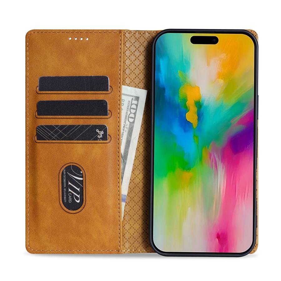 Lujosa funda de piel sintética para teléfono con hebilla de cierre magnético de seguridad para iPhone, Samsung, Google, Motorola Slim Premium, tarjetero para 3 tarjetas y billetera con soporte