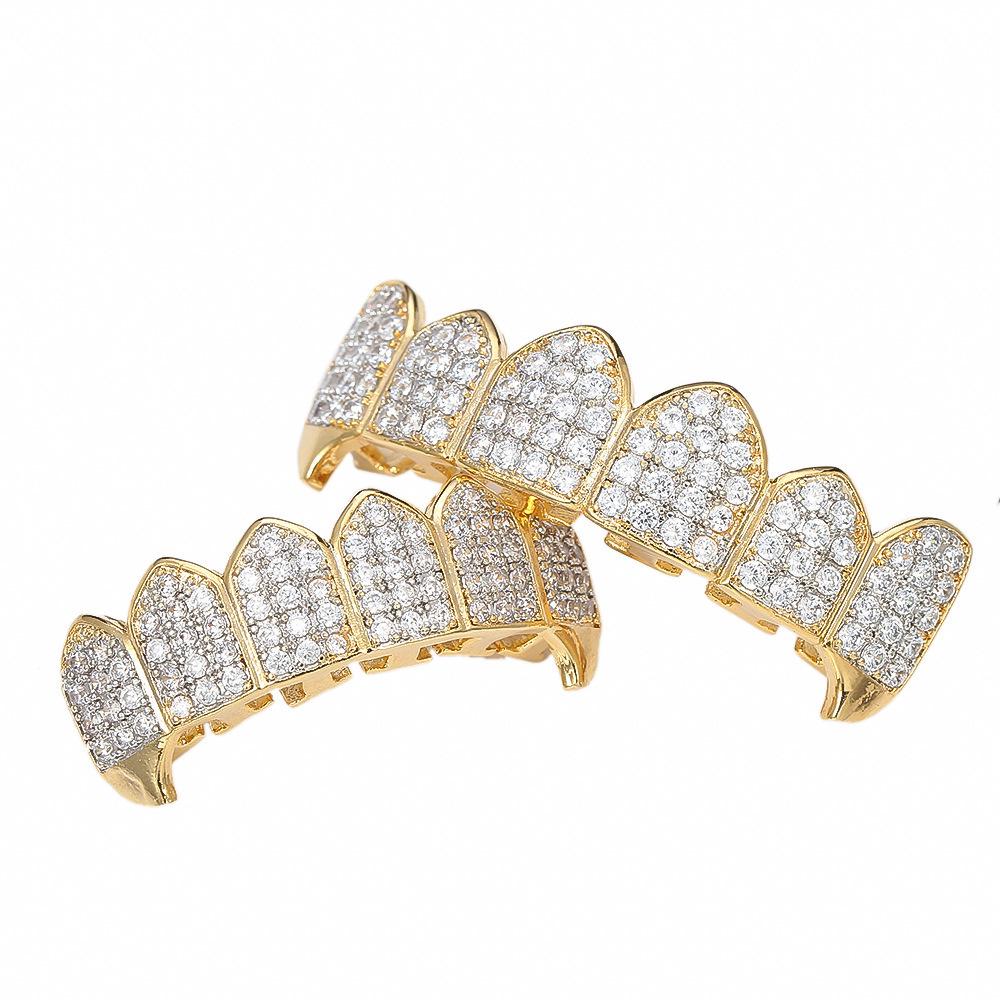 Colorful Zirconia Gold Hip Hop Tooth Ornaments for Halloween