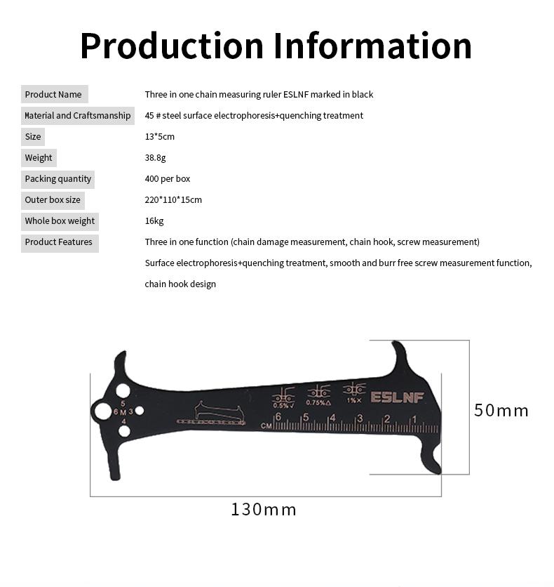 ESLNF High Precision Chain Wear Checker Tool Bicycle Gauge Measurement Ruler Durable for Mountain Road Cycling Chains