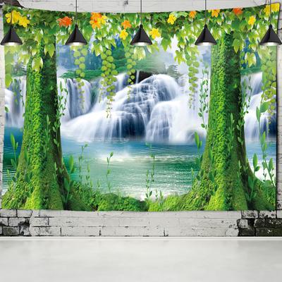 Vodní opona Jeskyně Vodopád Tapiserie Nástěnný závěs Česká krajina Hippie Psychedelické umění Domácí dekorace