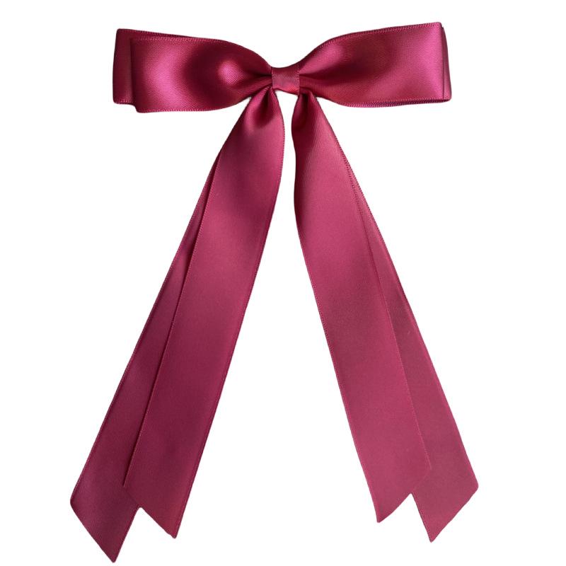 Glossy Satin Ribbon Bow Hair Clip - Elegant Ballet Style Accessory