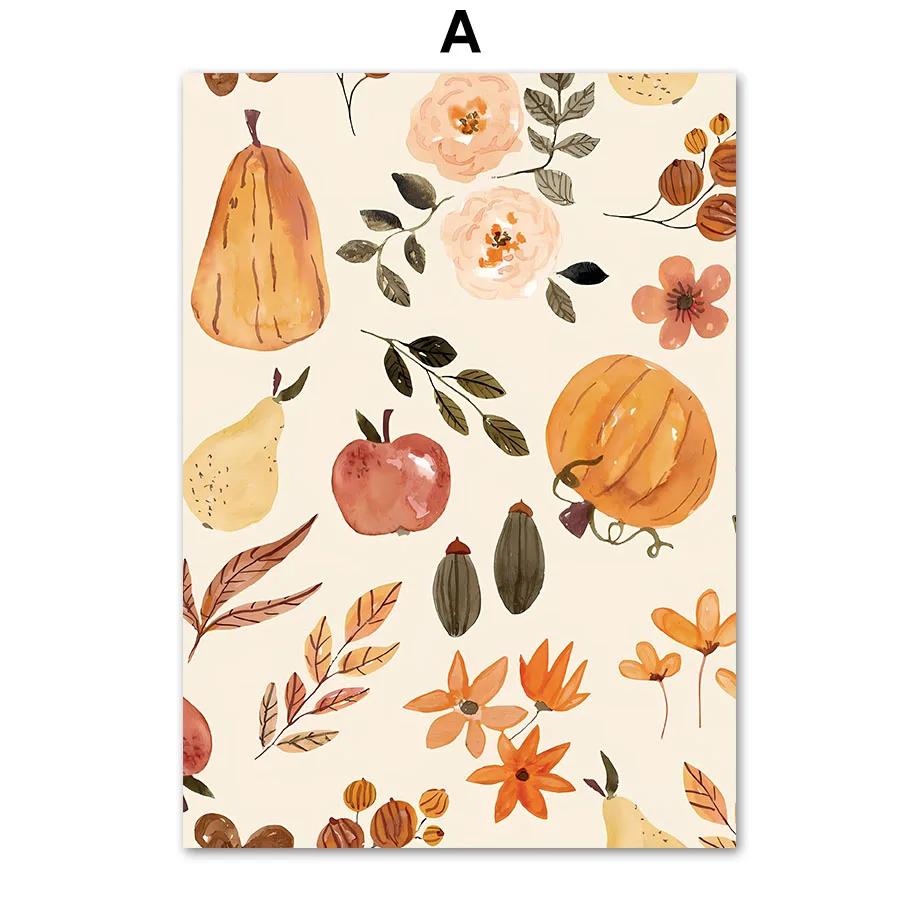 

Autumn Pumpkin Leaves Quotes Abstract Hand Landscape Poster, Canvas Painting, Gallery Wall Art Prints, Pictures, Living Room Dec 21x30cm No Framed