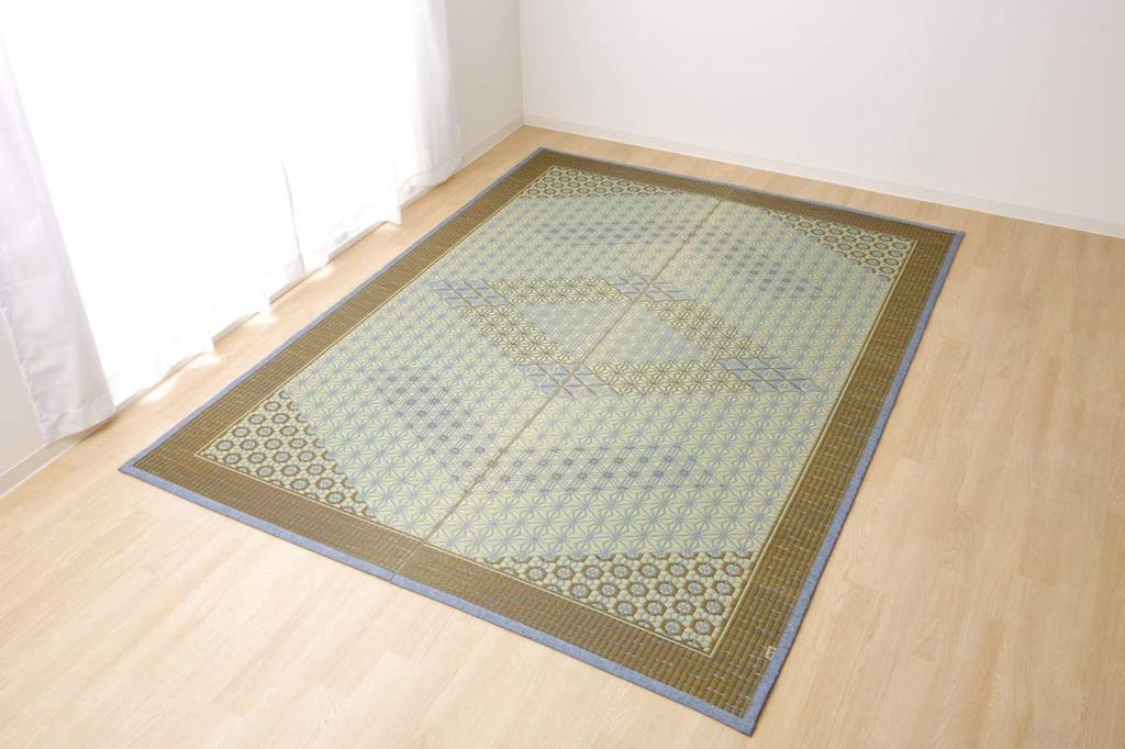 IKEHIKO Rush Grass Rug/Carpet, DX Kumiko Pattern, Approx. 95 X 150cm, Gray, Made In Japan, Non-Woven Backing #1715350