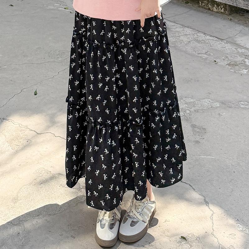 Women's Floral Print Skirt, A-line Skirt Spring and Summer High-waisted Mid-length Cake Skirt