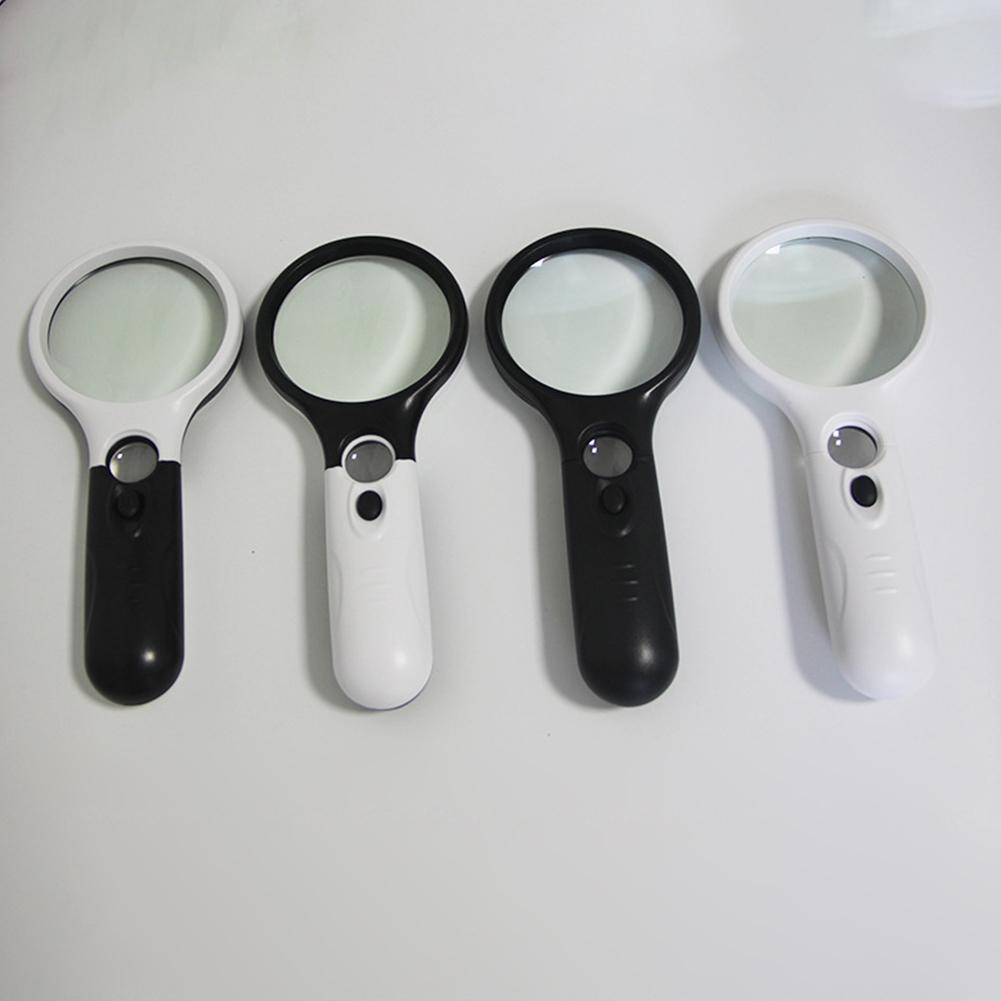 Magnifying Glass With Light, 3X Lighted Magnifying Glass, 3 Led White Lights Handheld Magnifying Glass, Illuminated Magnifier For Reading, Seniors, Je