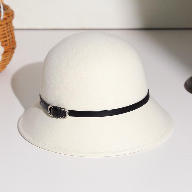 2025 Women's British Retro Wool Felt Hat: Autumn/Winter Fashion Belted Bucket Hat