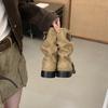 Spring and Autumn Fashion Versatile Fashion Boots Women's Round Head Belt Buckle Pile Boots Low Heel Martin Boots Medium Boots Tide