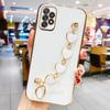 Fashion Plating Love Heart Náramek Řetízkové pouzdro pro Samsung Galaxy A53 A33 A73 A23 A13 A32 A52 A52S 4g 5g Band Cover On A 53 52 S