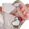 ID Card Holder Small Cat Hanging Decor Transparent Card Protection Badge Holder with Spiral Rope