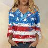 Womens Casual V Neck Three Quarter Sleeve T Shirt Top with Printed Pattern Relaxed Fit Comfortable Lightweight Design