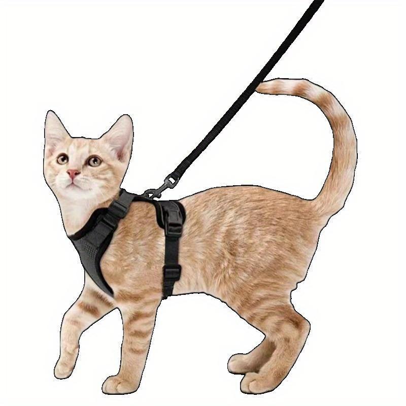Cat Harness and Leash for Walking, Escape Proof Soft Adjustable Vest Harnesses for Cats, Breathable Reflective Strips Jacket