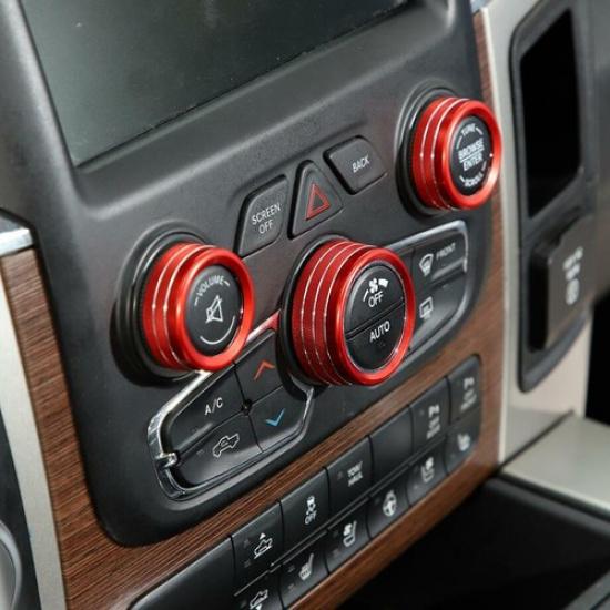 For Dodge RAM 1500 2013-2017 Red Center Console AC Radio Switch Knob Cover Trim
