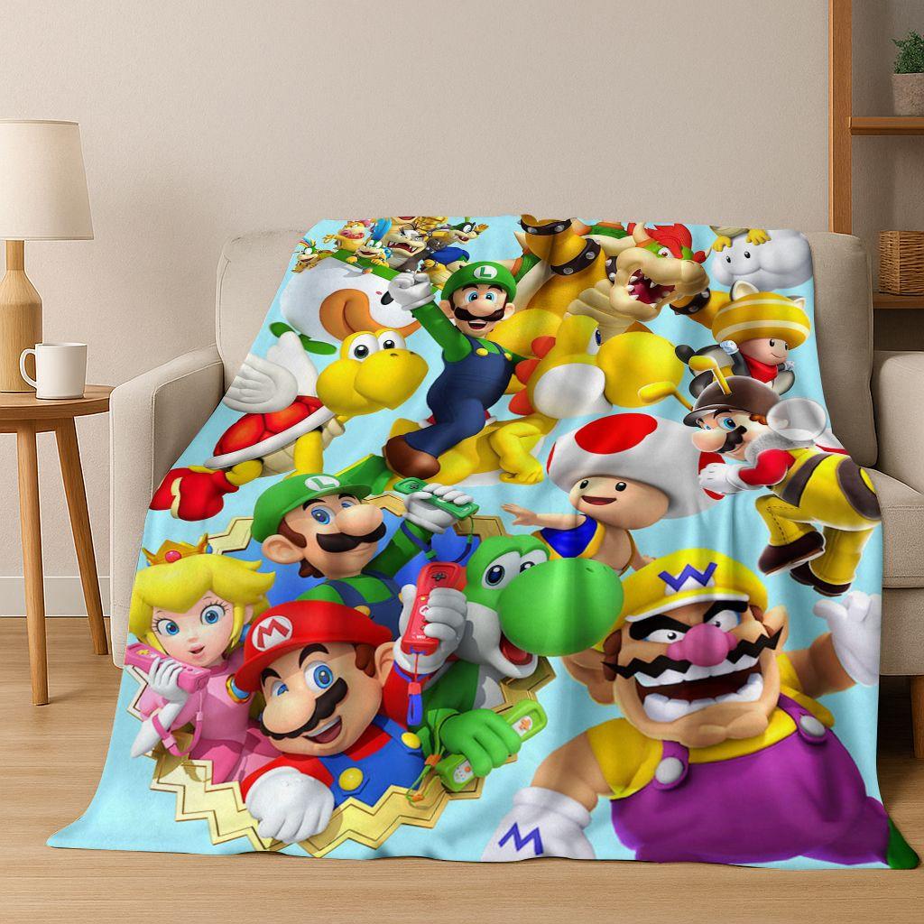 26 Style Mario Cartoon Gift Flannel Blanket,Warm and Cozy Soft Throw Blanket for Home Bedroom Bed Sofa Travel Picnic Cover Kids