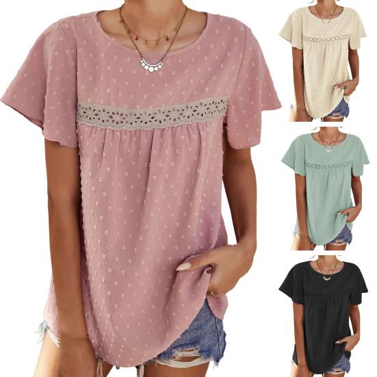 Blusa de verano de malla de crochet para mujer, blusa informal - Main Image