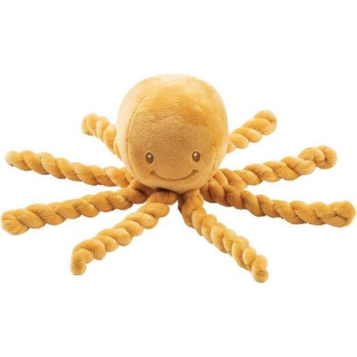 NATTOU Doudou Pieuvre Lapidou - 23 Cm - 100% Polyester - Ocre