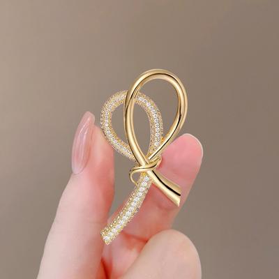 Light Luxury Bow Brooch Simple And Fashionable Personalized Corsage Women'S Pin Versatile Anti-Light Accessories