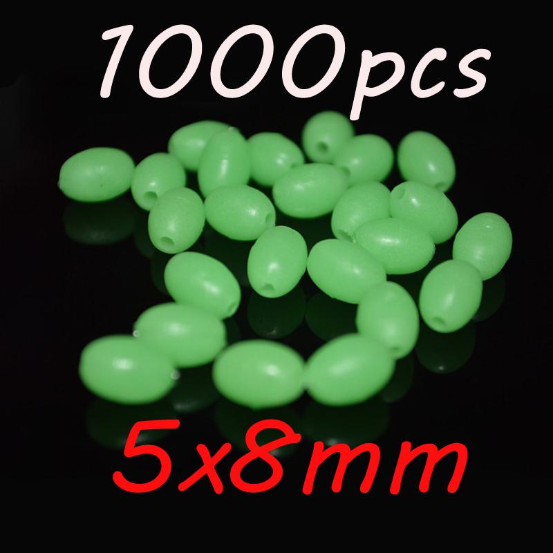 1000pcs Big Pack Glow Fishing Beads Oval Shape Green Luminous Fishing Rig Egg Shape Terminal Tackle 3x4mm 4x6mm 5x8mm