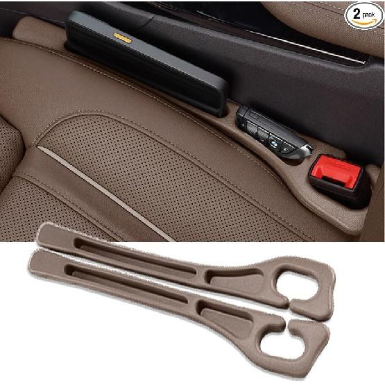 Seat Gap Filler 2 Pack, Universal Fit PU Leather Gap Plug to Fill The Gap Brown