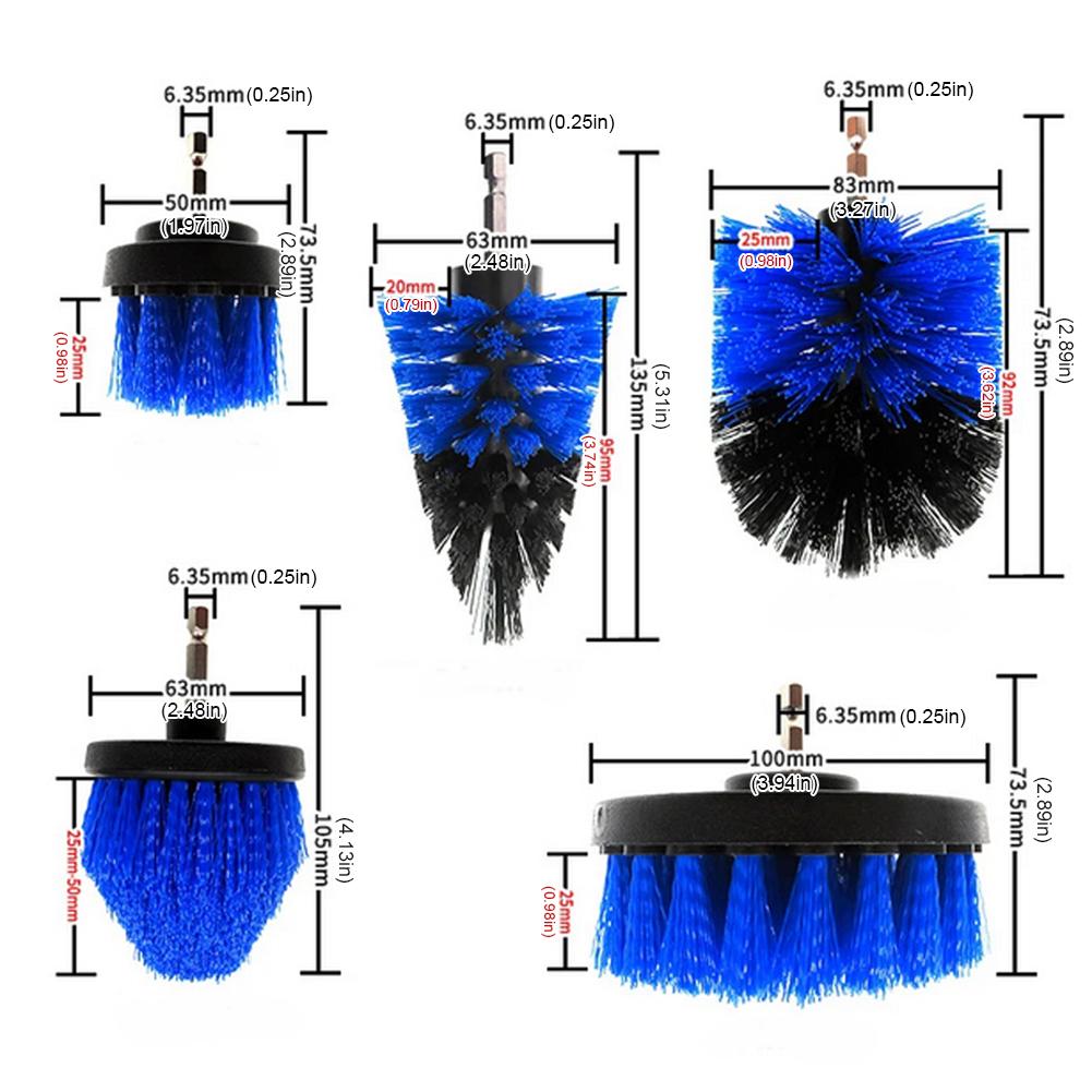 5Pcs Multi-Purpose Electric Drill-Brush Power Scrubber Brush Set Cordless Drill Attachment Kit Kitchen Bathroom Cleaning Kit