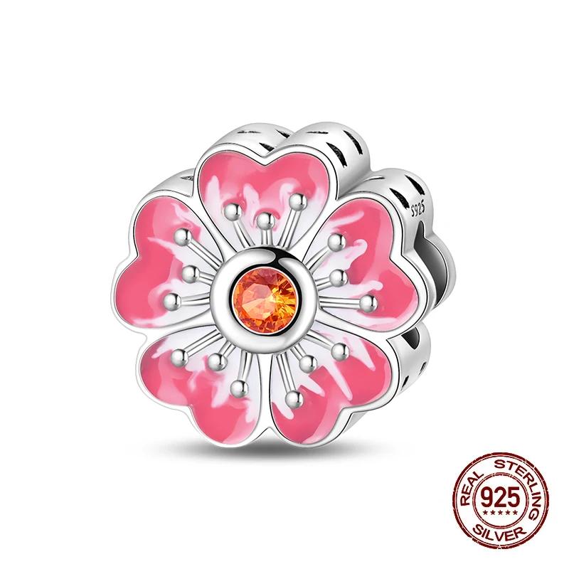 Springtime Flamingo Cactus Sunflower Animal Charms Beads Fitdiy Copper Original Bracelets Women Fine Jewelry Gift