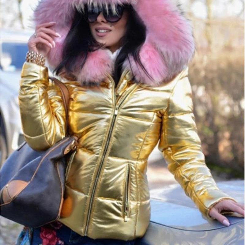 

Осенне-зимняя европейская и американская женская пуховая куртка, короткая женская хлопковая куртка с капюшоном XS жёлтый